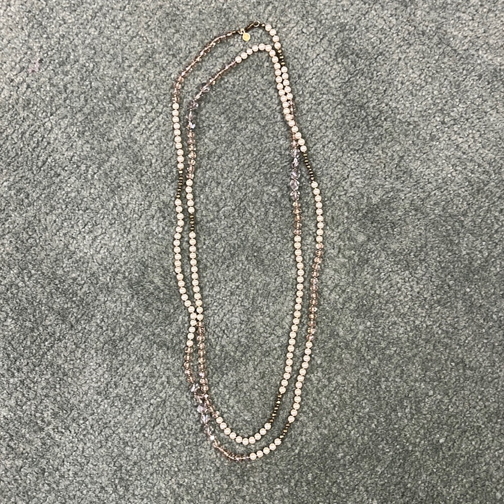 Necklace mixed faux gems, beads and pearls